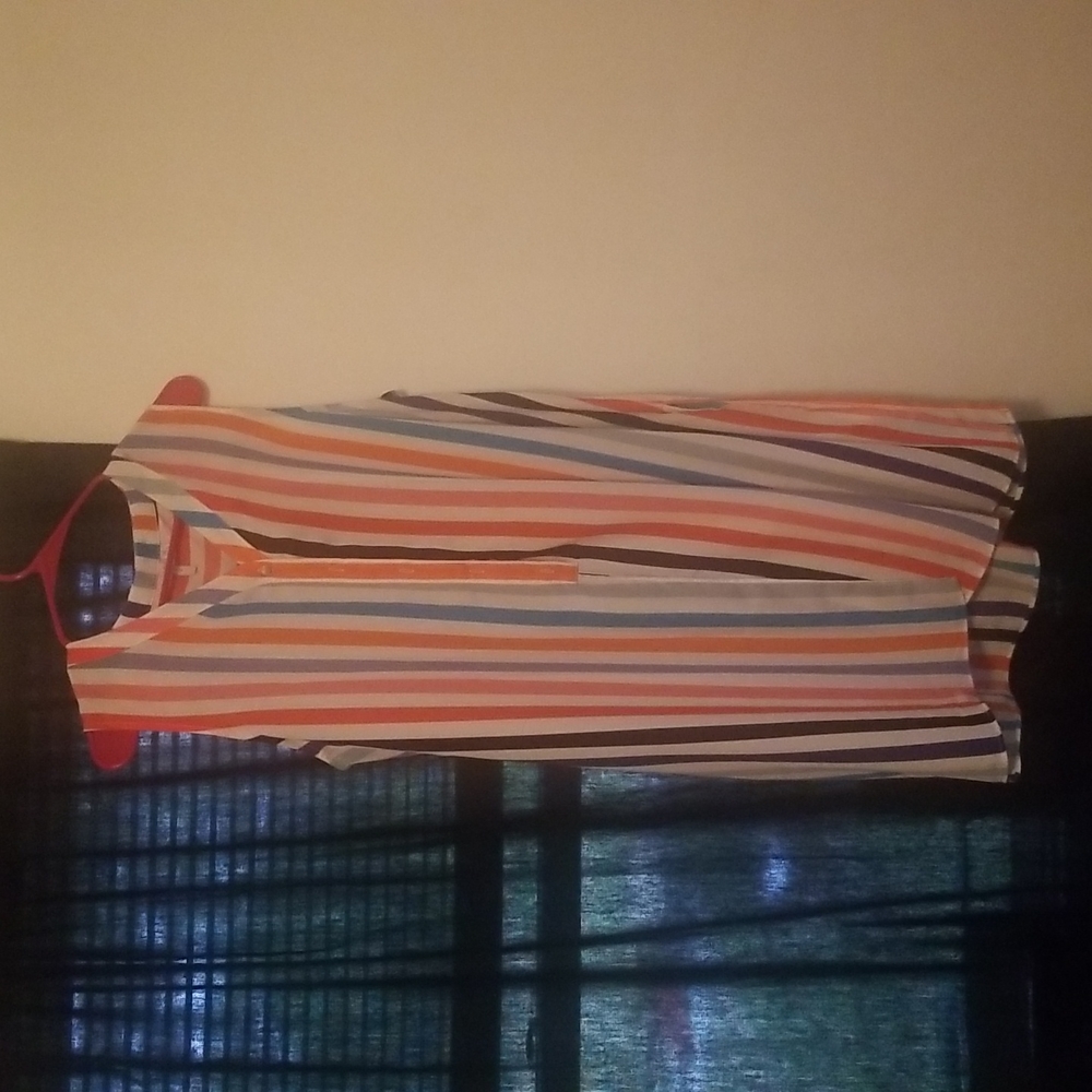 Short-sleeved Sheer Striped Blouse